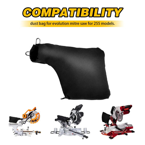 Fits 45mm To 50mm Miter Saw Outlets With Zippered Dust Bag Adjustable Bracket Universal Dust Collector Bag For 255 Model