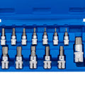 Solid As Rock 13 Piece Metric Hex Bit Socket Set Featuring Drop Forged S2 Steel and Chrome Drives in blue case.