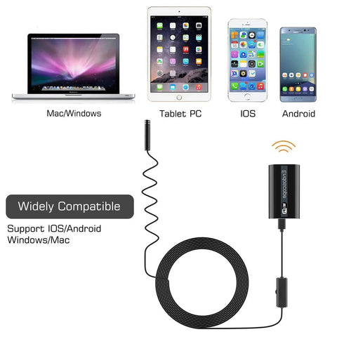 Wireless Endoscope Camera With WiFi For Android And iOS, 2.0MP Borescope Inspection Camera, Flexible Grabber, 16.4ft Cable, Waterproof Probe, Slick Smartphone Live View For Home DIY, Auto Maintenance, And Tight Spaces