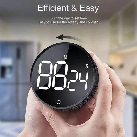 Magnetic Digital Kitchen Timer With LED Display and Alarm held in hand showing 8824 for cooking and everyday tasks up to 9999 minutes.