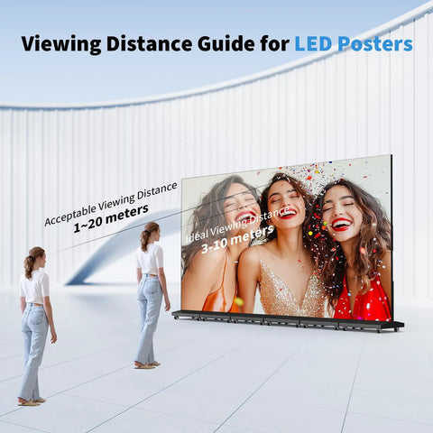 Viewing distance guide for 80 Inch Led Digital Signage Seamless Video Wall Featuring Plug And Play Wireless Remote Foldable Gob Panels Built Different Ready To Roll Straight Into Your Next Event Or Venue Showcase Black.