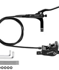 Hydraulic Disc Brake Kit for Mountain Bike With Front and Rear Calipers, Aluminum Two-Finger Levers, Black, MTB Setup