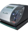Electronic Time Clock Machine With Automatic Daylight Savings And Battery Backup, easy-to-read digital display, compact design.