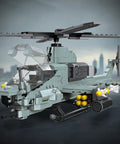 Desert Camouflage Viper Attack Helicopter Building Block Set With 597 Pieces, Dual Rotors, realistic weapons, armored cockpit