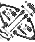 GM 4WD front suspension kit, 13-piece with upper control arms, ball joints and tie rods (front view)