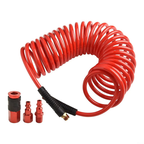 Straight Up Heavy Duty 7.5 Meter Retractable PU Air Hose Kit With Auto Rewind Mechanism Keeps Coils Tangle Free At Workshop Bench