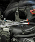 Double-X External Snap Ring Pliers For Tight Spaces With Extra Reach And Jaw Opening Wider Than The Handles, used in engine