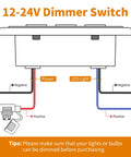 Wiring diagram of Badass Black PWM Dimmer Switch For 12 Through 24V LED And Halogen Lighting with power and LED light connections.