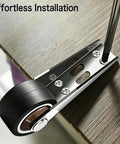 Low Profile Door Bottom Rollers, Anti Sag Repair Kit With Three Tough Steel Wheels, metal bracket installation with black rubber wheel.