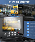 Heavy Duty 9 inch IP68 HD monitor showing pipe inspection features for the Crush Stubborn Blockages Fast With This Heavy Duty 30 Meter Pipeline Inspection Camera Packing A Bright 9 Inch Color Monitor Built In Dvr Recorder And Precise Meter Counter For Zero Sweat Drain Snaking Jobs.
