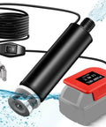 Heavy Duty Cordless Mini Submersible Water Pump Fits Milwaukee 18V Batteries Clears Standing Water At 500 Gph with switch and hose.