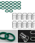 Heavy Duty Heat Resistant #10 Glass Cups And O-Rings For SR WP 17 18 26 And WP 9 20 TIG Welding Torches Full 30 Piece Consumable Kit With Nozzles, showing 10 glass cups and 20 O-rings.