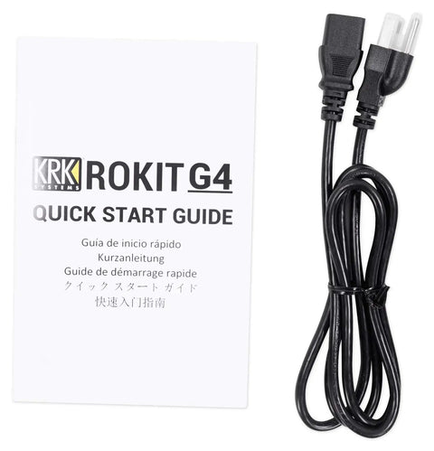 ROKIT 7 G4 7 Inch Powered Studio Monitor Black With Kevlar Driver And Built In Class D Amp DSP EQ power cable and guide