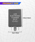 Image of EP27 5 Pin LED Flasher Relay for Turn Signals No More Flicker, Hyper Flash Electronic Indicator with size dimensions.