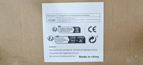 Product label and warning instructions for Electric Dumpling Skin Maker With 140W Motor Automatic Wonton Wrapper Machine.