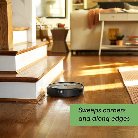 J7 Plus Self Emptying Vacuum Cleaning Robot Renewed Black Delivers Powerful Suction, Smart Navigation, And Hands Free Maintenance cleaning floor by stairs