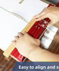 Crosscut Sled For Table Saw With Adjustable Track Aluminum Fence being aligned on table saw for precise cuts.