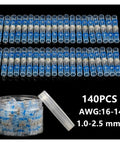 140 Piece Insulated Heat Shrink Wire Butt Connectors Solder Seal Sleeves For Electrical Splicing Heavy Duty AWG 14 To 16 Kit With Color Codes, blue connectors in jar