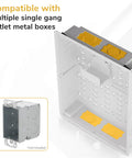 In Wall Recessed TV Box For Home Theater Components And Network Gear With Heavy Duty Ventilation Panels showing compatibility with metal boxes.