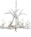 Dope 26 Inch White Resin Faux Horn Antler Chandelier Rustic Farmhouse Hanging Light For Dining Room Living Room Cabin With Sloped Ceiling Compatible LED Bulbs Included