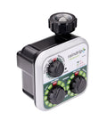 Analog Three Dial Sprinkler Timer With Rain Delay For Drip Irrigation Garden And Self Watering Systems bracketed in black plastic
