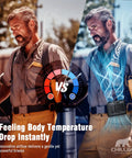 20,000mAh Portable Neck Fan With Dual High Speed Motors cooling effect comparison on a person outdoors