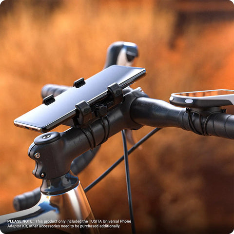 Bike Phone Holder For 4.0 To 6.9 Inch Phones And Garmin GPS Mount installed on bicycle handlebars