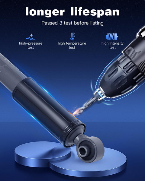 2x Rear Shock Absorber Kit For Hyundai Elantra durability and testing features with drill and shock absorber illustration