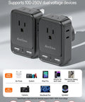 UK Travel Power Adapter Type G with 4 Outlets, 3 USB Ports USB C 7 in 1 International Travel Plug Converter, dual voltage support