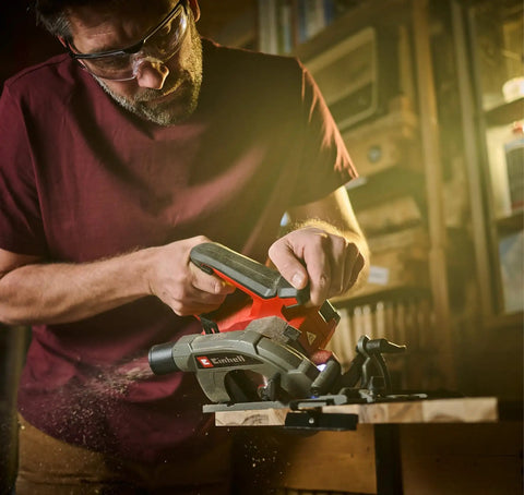 Beefed Up Cordless Circular Saw With 150 Millimeter Blade And Forty Nine Millimeter Cut Depth Hardcore Engineered For No Sweat Woodworking in use.