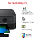 All In One Wireless Inkjet Printer Print Copy Scan With Alexa 1.44 Inch Oled Display front view showing controls and printed photo