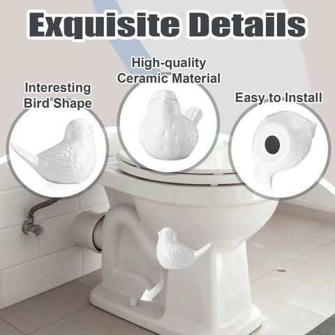 Four Pack White Ceramic Bird Toilet Bolt Caps Super Chic Animal Flange Covers Hella Durable And Totally Waterproof For Quick Bathroom Upgrades With Great Decor Vibes All Year Long, showcasing bird design and ceramic material.