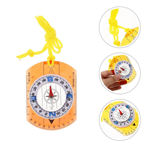Beast Survival Compass With Lanyard For Outdoor Adventures; vintage-style orange compass, acrylic body, easy to carry.