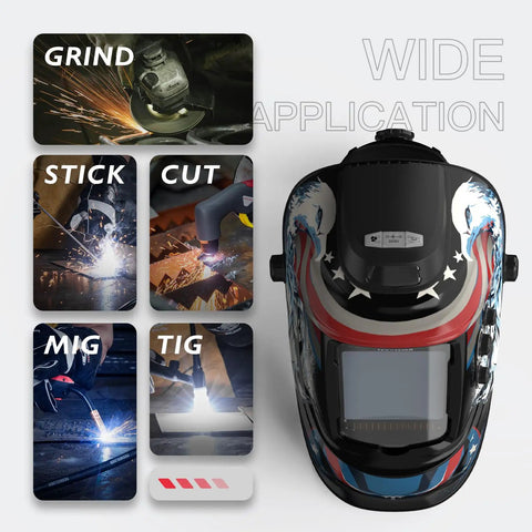 Darkening Welding Helmet With Rechargeable Fan And LED Work Light, Large 3.93 by 3.66 Inch View Window, wide application images