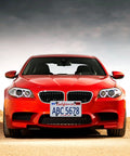 Red car with Universal Front License Plate Holder Bracket Kit With Copper Threaded Inserts Stainless Steel Zip Ties