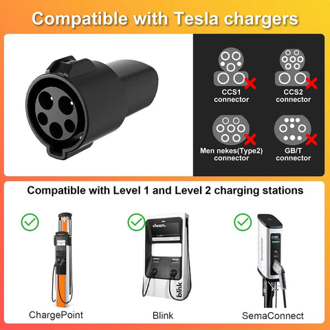 J1772 To Tesla Charger Adapter Is The Real Deal For Model 3 Y X S Delivering Max 80A Fast Charging with compatibility details.