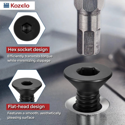 25 Pcs Flat Head Socket Cap Screws 1/4-20 X 1/2 Black Carbon Steel Countersunk Bolts with hex socket and flat-head design