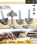 Pro Grade Six Piece Cove Router Bit Set With Quarter Inch Shank includes precision cutters for woodworking on various materials