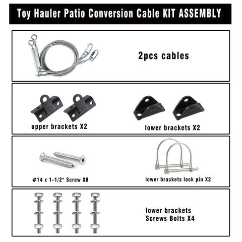Upgraded Toy Hauler Patio Cable Kit For Quick Door Closure No Disassembly Required Conversion Kit For Toy Hauler Patio Doors 109 Inch Length Durable Brackets And Multipurpose Components For Outdoor Use