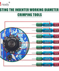 Top Tier 8 Indent Crimping Tool For Heavy Duty Circular And Rectangular Electrical Connectors Like 38999 Plus 26482 With Solid Barrel Contacts designed for measuring working diameters.