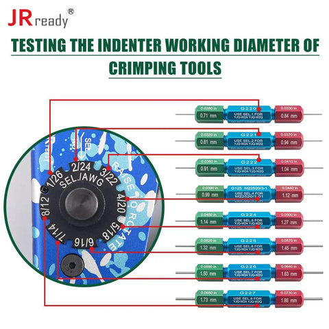 Top Tier 8 Indent Crimping Tool For Heavy Duty Circular And Rectangular Electrical Connectors Like 38999 Plus 26482 With Solid Barrel Contacts designed for measuring working diameters.
