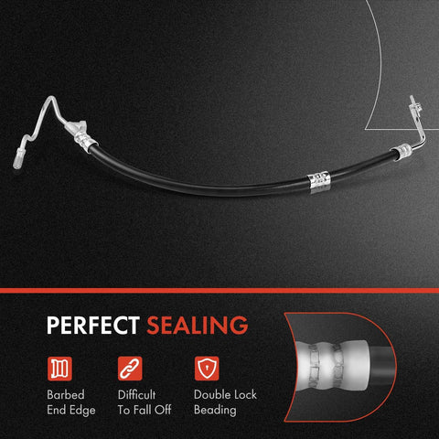 Power Steering Return Hose Line Assembly For Ford F150 Trucks 2004 2010 V6 4.2L, shown with barbed end and lock beading.