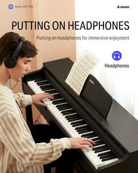 Person playing 88 Key Weighted Hammer Action Digital Piano With MIDI In Out 200 Sounds And Rhythms 100 Demo Tracks Bench Included Pro