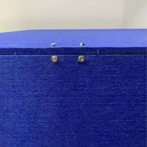 Close-up of Solid Portable Desktop Soundproof Booth Cube Packed With Dense Acoustic Foam Panels, showing build quality and fasteners.
