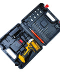 Open case showing the 21V Cordless Drill And Screwdriver Combo Offers Beast Mode Power For Serious Homeowners with accessories.