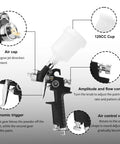 Mini HVLP Spray Gun With Precision Nozzles For Auto Touch Up Painting And Detailing No Drama Setup Adjustable Controls 125CC cup and adjustable air cap.