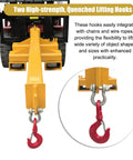Top Tier Badass 5 Ton 11000 Lb Bidirectional Adjustable Crane Boom Forklift Attachment with dual high-strength lifting hooks.
