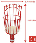 Fruit Picker Basket With Adjustable Knob For Juicy Apples From Trees, 13x5.7 inches, vinyl-coated wire view with size dimensions