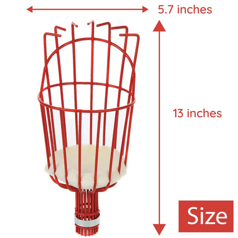 Fruit Picker Basket With Adjustable Knob For Juicy Apples From Trees, 13x5.7 inches, vinyl-coated wire view with size dimensions