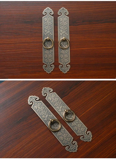 Antique Bronze Brass Door Pulls For Cabinets And Cupboards, Old School Retro Vibe Cabinet Handles, Barn Door Look, 7 Inch Length
